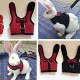 Cute Rabbit Harness Leash Set Bunny Vest Harnesses Guinea Pig Leashes For Outdoor Walking Lead Rope For Small Pets Supplies