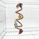 Bird Toy Spiral Cotton Rope Chewing Bar Parrot Swing Climbing Standing Toys with Bell Bird Supplies Parrots Climbing Toys